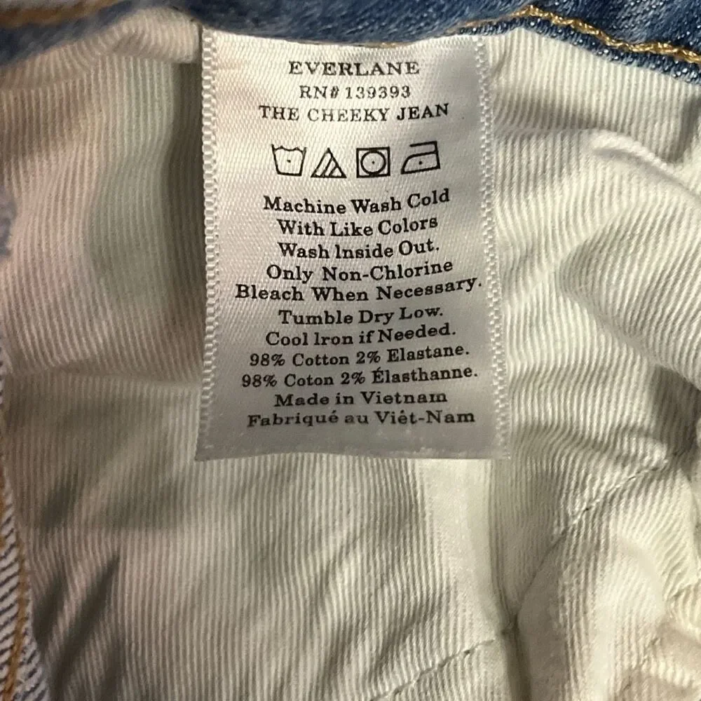 Everlane The Original Cheeky Jean  Crop Ankle Cotton High Waisted Size 23